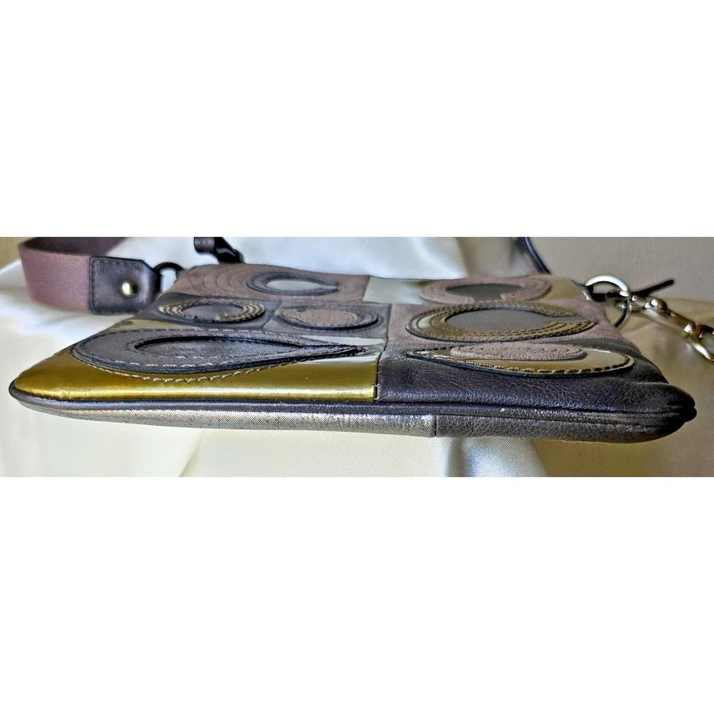 Coach Leather Mia Inlaid Suede Patchwork C Crossbody Bag in Grey 44299
